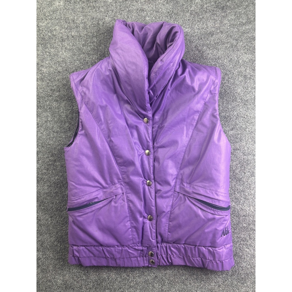 Nils Puffer Vest Women 8 Purple Vintage Insulated Pinstripe Ski Made in USA